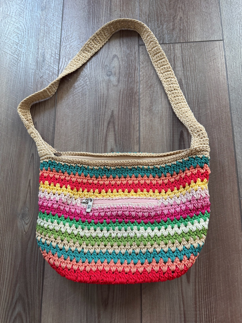 The Sak Multicolor Crochet Shoulder Bag Boho Hobo Purse